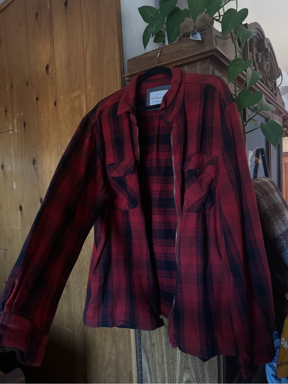 Weatherproof Red and Black Plaid Jacket Shirt